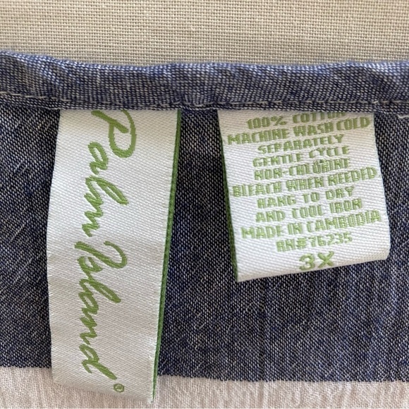 Y2K Palm Island Women’s 3X Nautical Blue & White Stripe Dress Midi 3/4 Sleeve - Picture 9 of 9